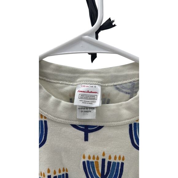 Hanna Andersson Pajama Top & bottom Menorah Hanukkah size 12 unisex cotton - Picture 3 of 3